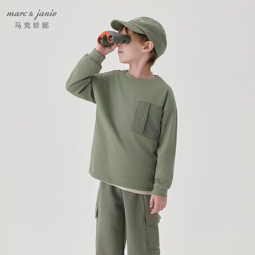 马克珍妮男童山系户外大口袋长袖T恤儿童上衣2024秋装新款240970 商品图2