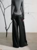 LIYIHAN羊毛拼接高腰直筒休闲裤女厚款宽松飞片阔腿黑色西裤显瘦 商品缩略图5