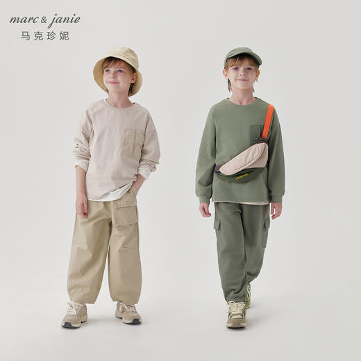 马克珍妮男童山系户外大口袋长袖T恤儿童上衣2024秋装新款240970 商品图0