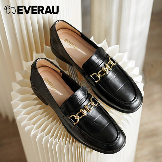 EVERAU精美别致五金扣饰点缀鞋面新款春夏乐福经典女鞋EA7023 商品图2