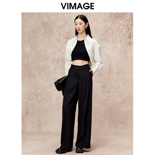 VIMAGE纬漫纪秋季新款时尚气质显瘦斗篷设计简约百搭短衬衫V2209805 商品图1