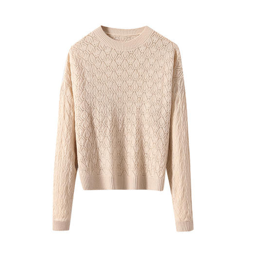 CC-AB1526镂空罩衫上衣长袖白色薄款针织衫2024春秋新款宽松慵懒风韩版线衣 商品图4