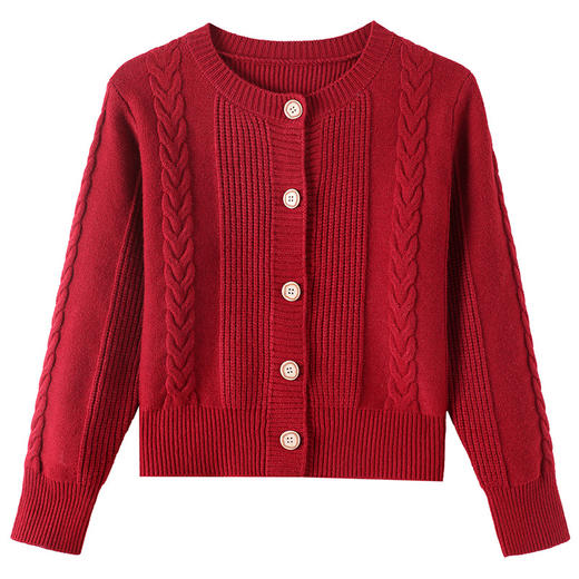 CC-9-6911针织开衫外套女秋装2024新款宽松小个子外搭短款上衣圆领羊毛毛衣 商品图4