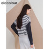 oldcolour欧珂冬季时尚宽松横纹拼接休闲毛织套头衫女P420510A1 商品缩略图4