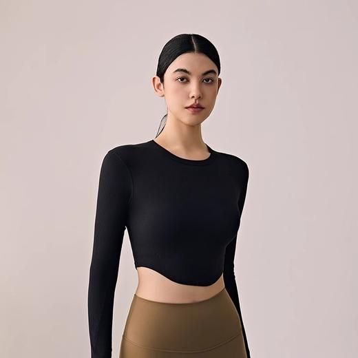 跃牌【周游世界系列】瑜伽服女螺纹短款瑜伽长袖修身运动上衣 TP0795 商品图4