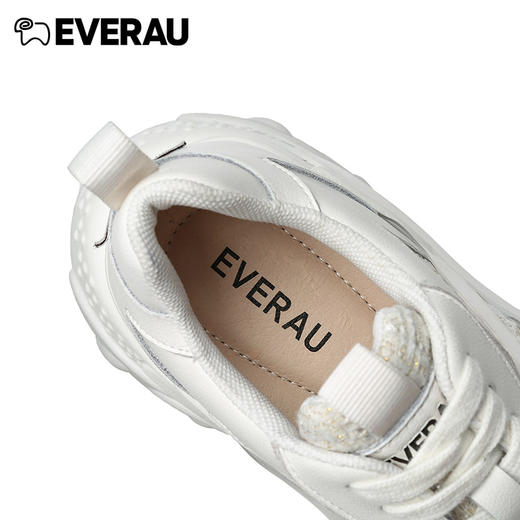 EVERAU上新小香风*老爹鞋]拼接小香风花呢布 金色细闪磨砂“V”字时尚运动老爹女鞋EA5039 商品图3