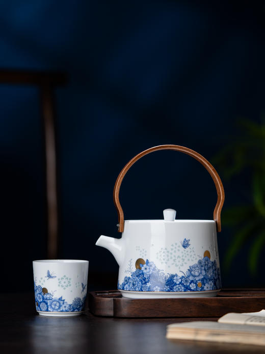 景德镇富玉陶瓷玲珑提梁壶茶具套装家用高端泡茶壶茶杯乔迁伴手礼花漫茶具 商品图2