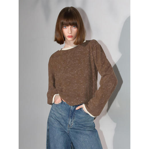 COCOBELLA[baby肤感]莱赛尔扎染长袖T恤撞色舒适针织衫TS7057 商品图1