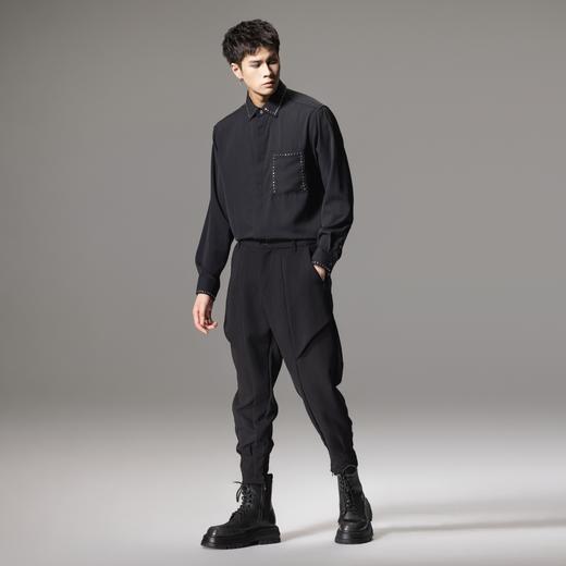 PINLI品立秋季新款男士宽松尖领休闲长袖衬衫衬衣GD241113003 商品图3