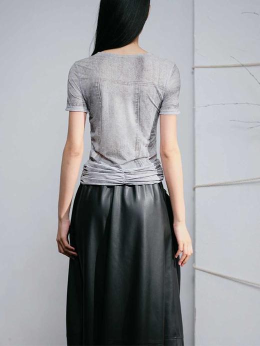 LIYIHAN设计师品牌 2024春夏新款原创简约印花水洗T恤上衣 商品图3