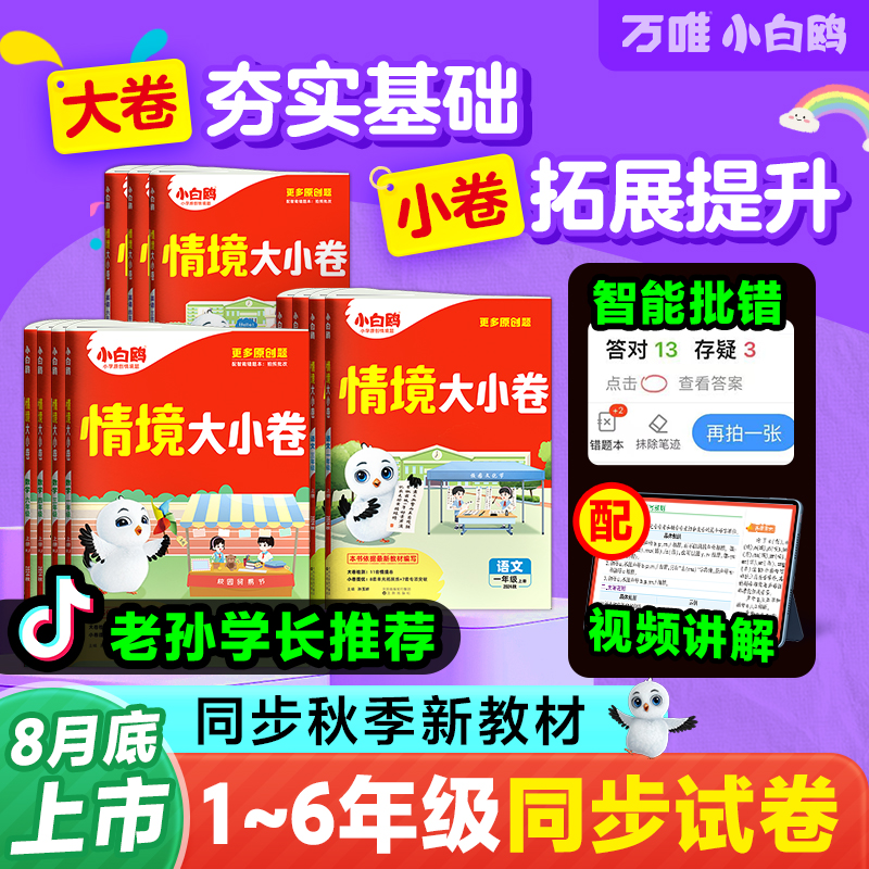 【抖音爆款】2025万唯小白鸥小学情境大小卷同步单元期末测试卷子情景卷人教北师苏教一二三四五六年级上下册语文数学英语全套万维小白欧鸽试卷
