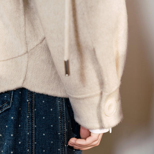 【暖冬内购】两三事梵高文艺 向阳微光 2024冬季新款复古绣花海军领毛呢外套女 商品图2