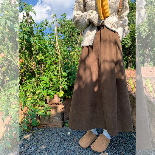 <曾小咸推荐>美拉德灯芯绒半身裙高腰A字裙 商品图2