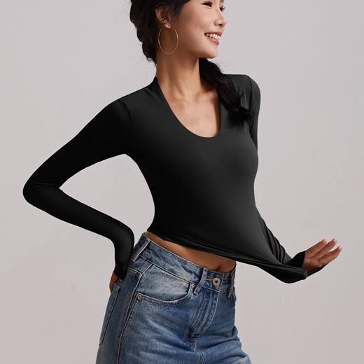 跃牌【周游世界系列】瑜伽服女汤勺领运动长袖 TP0784 商品图4