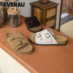 EVERAU经典一脚蹬男女同款搭扣休闲复古凉拖EA2052