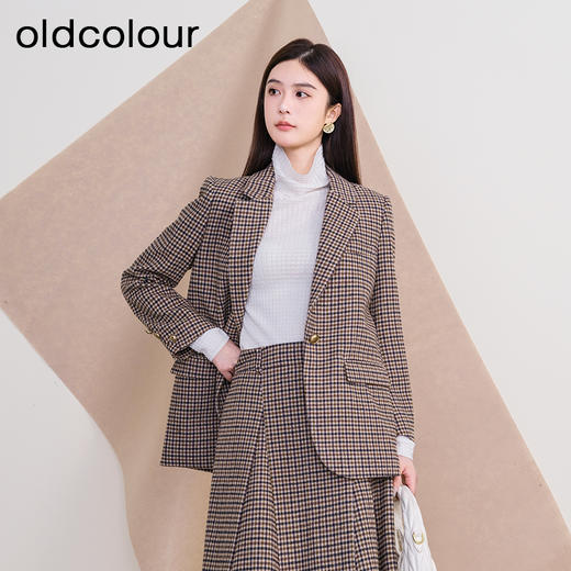 oldcoloour欧珂冬季新款修身时尚格子长袖西装外套P410402A1 商品图2