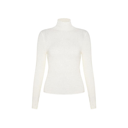 两三事 晨晓光年 2024秋季新款百搭褶皱高领修身打底衫女针织衫 商品图4