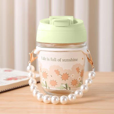 【敲高颜值！珍珠链双饮杯】珍珠杯伴手礼品杯网红水杯ins风便携玻璃吸管杯手提双饮杯，可拆卸安心硅胶材质，真的太适用了。ry 商品图8