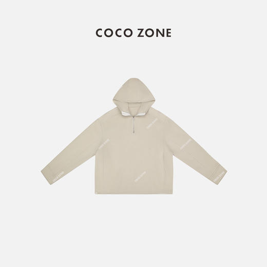 COCO ZONE 高级设计感休闲连帽半门襟拉链百搭松紧下摆卫衣24C10146 商品图0