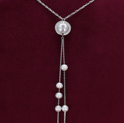 子佩集S925银珍珠套链【11】同心圆项链2409 商品图1