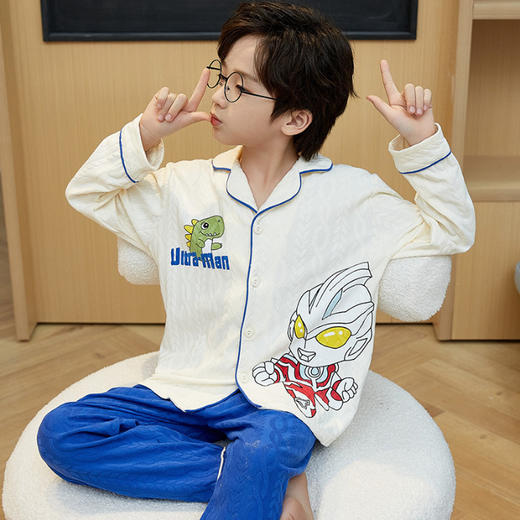 【秋季新品，纯棉长袖儿童睡衣套装，舒适柔软，透气保暖】儿童睡衣男童秋款纯棉 新款春秋季长袖 6-18岁男孩青少年套装 睡衣家居服-QQ 商品图13