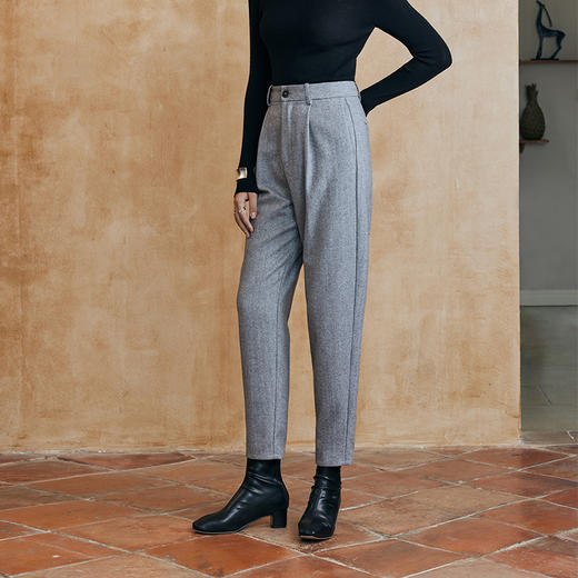 22749 IN AND ON 羊毛人字纹显瘦锥形裤 商品图4