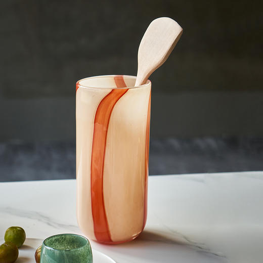 北欧简约渐变红竖纹直筒花瓶餐桌客厅软装家居水培郁金香玻璃花瓶 商品图5