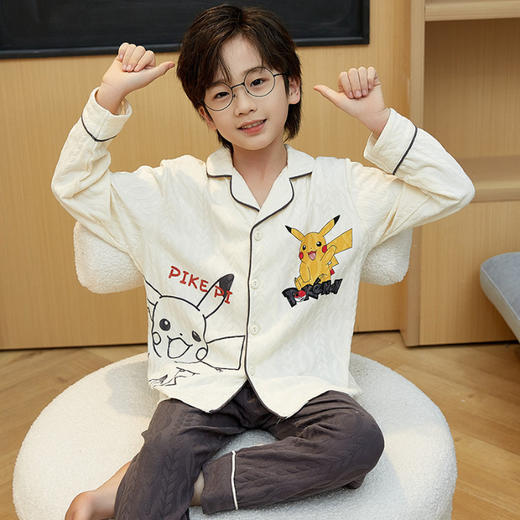 【秋季新品，纯棉长袖儿童睡衣套装，舒适柔软，透气保暖】儿童睡衣男童秋款纯棉 新款春秋季长袖 6-18岁男孩青少年套装 睡衣家居服-QQ 商品图11