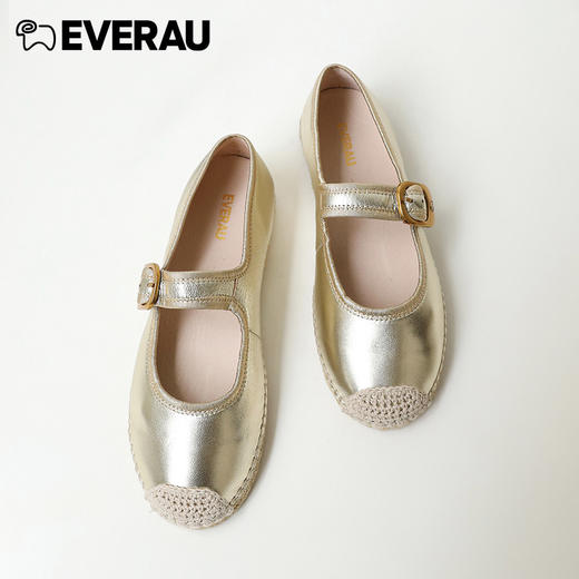 EVERAU2023上新优雅与甜心 复古与时髦的碰撞柔软羊皮鞋面平底春夏舒适玛丽珍女鞋EA7030 商品图2