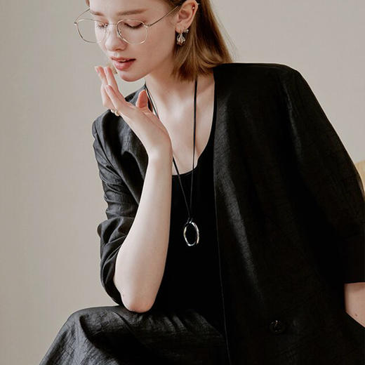 龟裂纹香云纱西装，挺阔有型，轻松拿捏中式老钱风【G】 商品图3