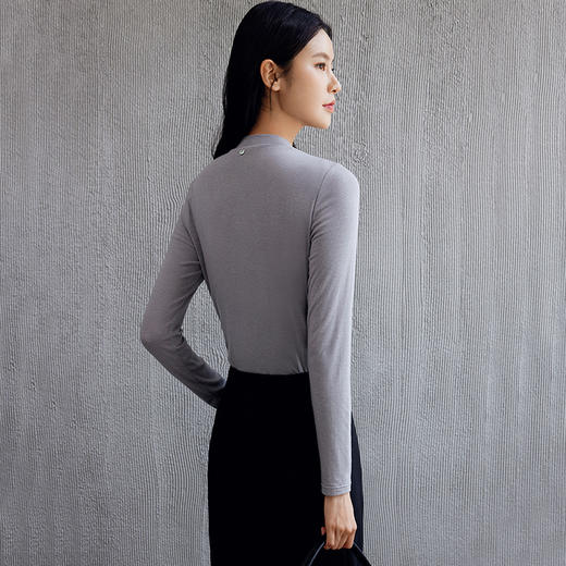 玳莎天丝羊毛基础打底衫女秋装新款内搭叠穿半高圆领针织衫  EC32304 商品图3