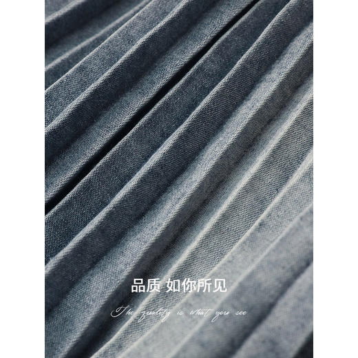 COCOBELLA手工风琴压褶古法炒色水洗牛仔半身裙大摆裙DN7018 商品图4