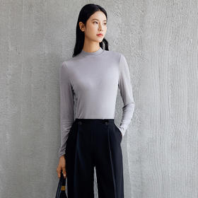 玳莎天丝羊毛基础打底衫女秋装新款内搭叠穿半高圆领针织衫  EC32304