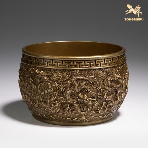铜师傅《九龙聚宝盆》客厅桌面铜摆件 家居装饰工艺品 开业礼物 商品图1