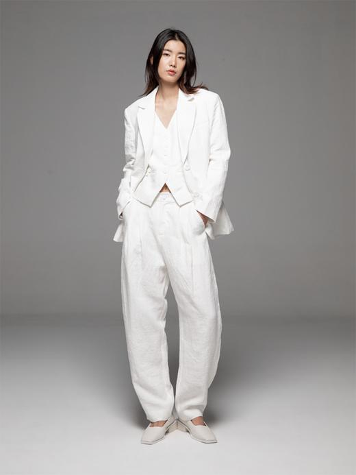 LIYIHAN 2024新款白色亚麻西装外套女休闲西服套装三件套高级感 商品图1