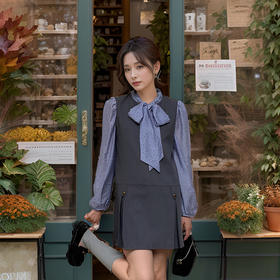 9/7奢姿大码女装2024秋季蝴蝶结绑带设计拼接连衣裙胖妹妹时尚裙子9943891279