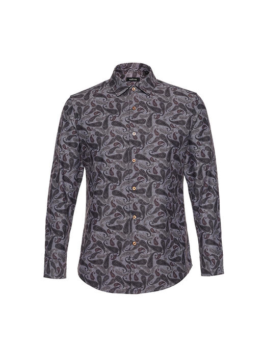 callisto咖啡色弹力混纺休闲衬衫 商品图0