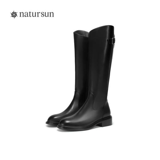 natursun美拉德风骑士靴秋冬季舒适复古通勤高筒显瘦靴子女鞋N24557101 商品图4
