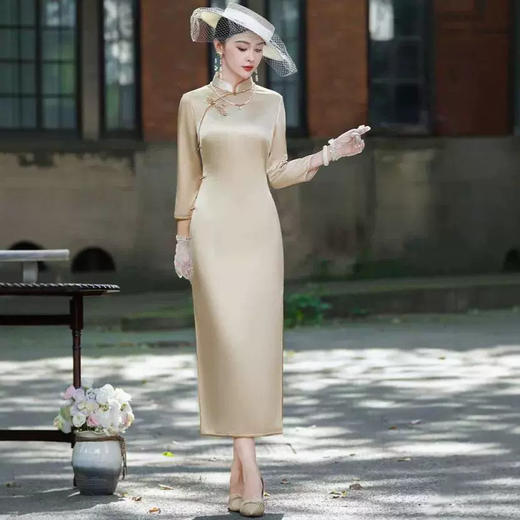 高端醋酸旗袍秋季改良版新中式HQ335 商品图3