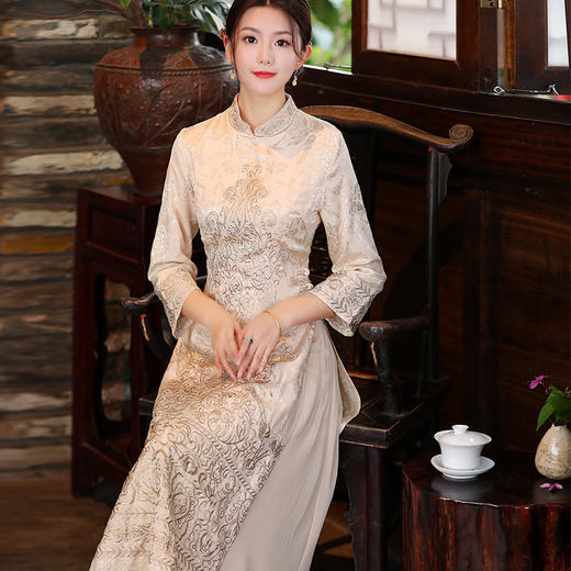 FL19522 中国风气质碎花连衣裙长款复古裙子仙女超仙刺绣民族风女装 商品图0