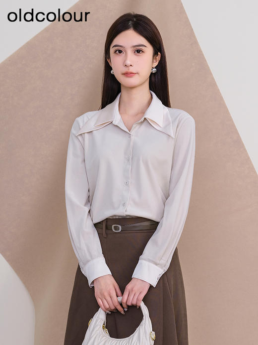 oldcolour欧珂冬季新款时尚修身纯色舒适长袖衬衫女P410104A1 商品图0