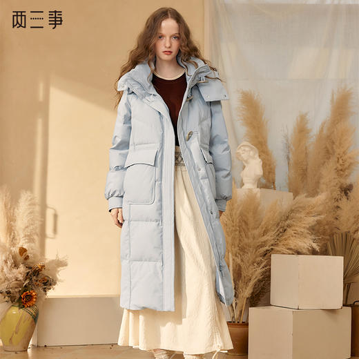 【暖冬内购】两三事银河九天2024冬季新款休闲大口袋长款连帽羽绒服女宽松 商品图0