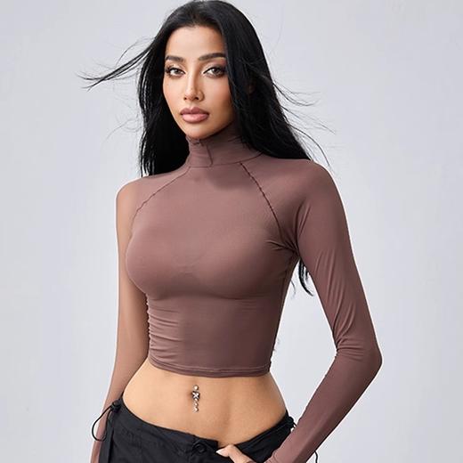 跃牌【周游世界系列】秋冬新品瑜伽服女性晓星氨纶轻薄弹SKIMS魔术衣运动高领长袖  TP0778 商品图3