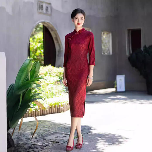 MYJ 686洋气旗袍长款礼服复古气质 商品图4