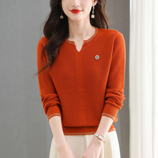 CC-101-23631针织打底衫女长袖秋装2024新款春秋洋气上衣内搭短款毛衣 商品图2