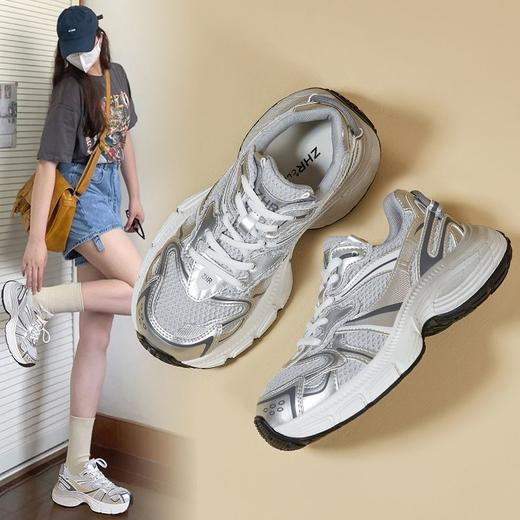 ZHR则则厚底老爹鞋女2024新款厚底运动鞋网面透气女鞋运动休闲鞋 商品图2