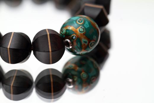 DQ0185°高品质紫光檀双色珠大漆手饰手串 商品图3