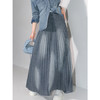 COCOBELLA手工风琴压褶古法炒色水洗牛仔半身裙大摆裙DN7018 商品缩略图1