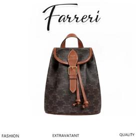 凯旋门   标志印花和牛皮革迷你背包