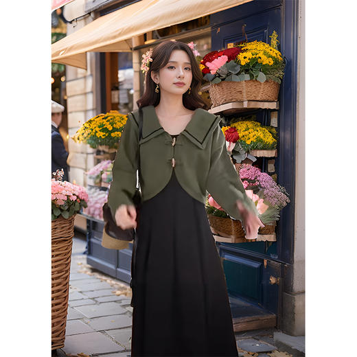 9/8奢姿大码女装2024秋季针织V领外套吊带裙两件套胖妹妹时尚套装9943991304 商品图1